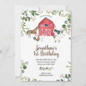 Boy Farm Animals Barnyard Birthday Invitation (Front)