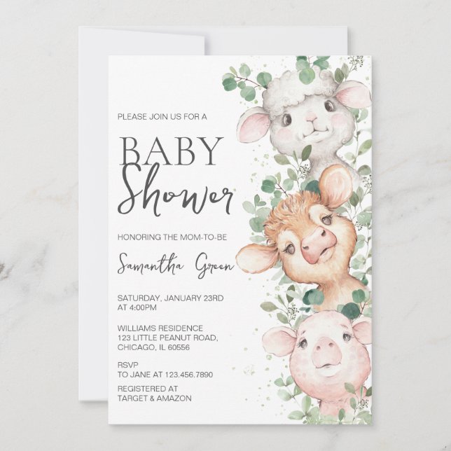 Boy Farm Baby Shower Invitation (Front)