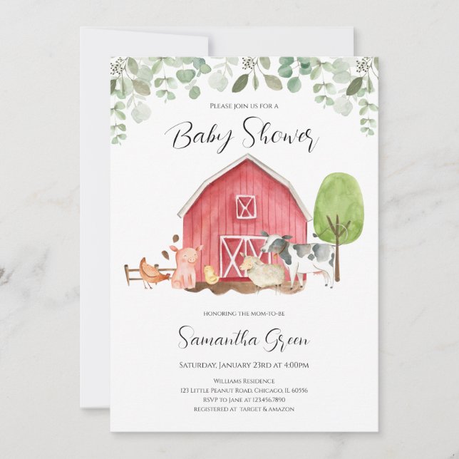 Boy Farm Baby Shower Invitation (Front)