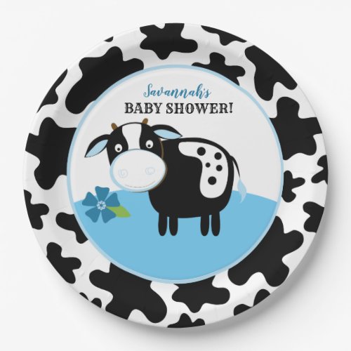 Boy Farm Cow Baby Shower Paper Plates