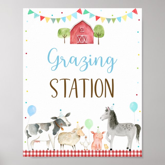 Boy Farm Grazing Station Birthday Sign (Front)