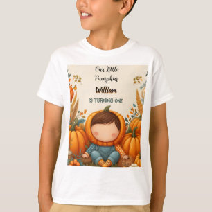 Boy Farm Kids Our Little Pumpkin Is Turning One T-Shirt