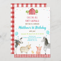 Boy Farm Party Animal Birthday Invitation
