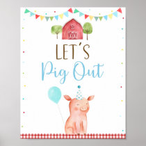 Boy Farm Pig Out Birthday Food Sign