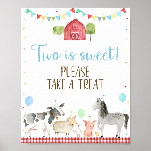 Boy Farm Two Is Sweet Birthday Treat Sign