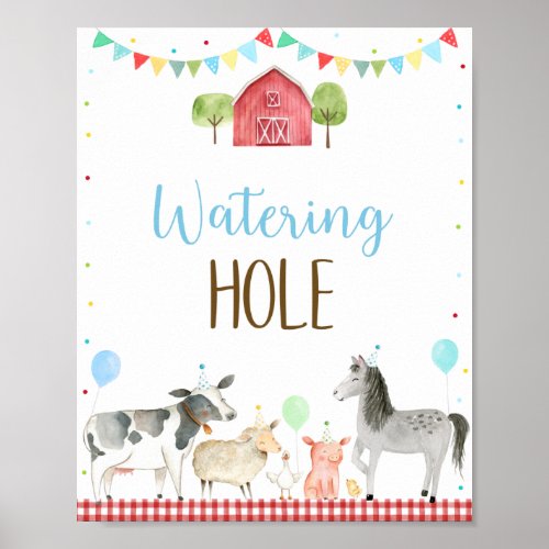 Boy Farm Watering Hole Birthday Sign