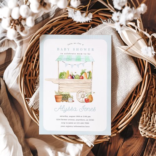 Boy Farmers Market Vegetable Stand Baby Shower Invitation