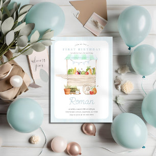 Boy Farmers Market Vegetable Stand Birthday Invitation