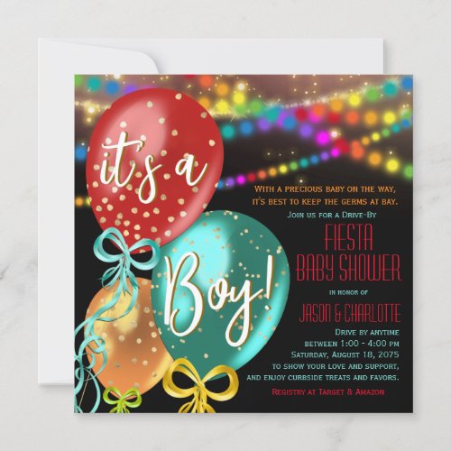 Boy Fiesta Balloon Baby Shower Invitation
