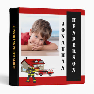 Boy Fire Fighter Red And Black Photo Album 3 Ring Binder