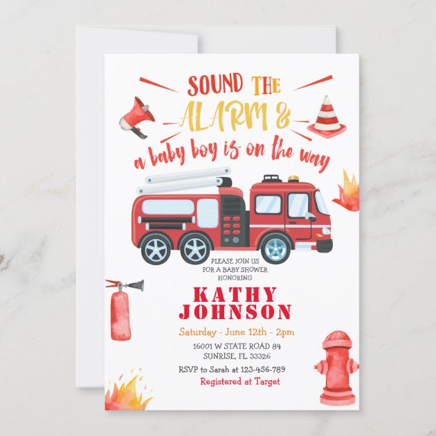 Firefighter baby hot sale shower invitations