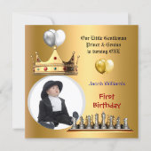 Boy First Birthday 1st Gentleman Prince Genius Invitation (Front)