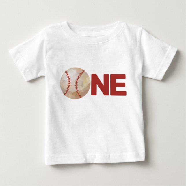 Boy First Birthday Baseball ONE Baby T-Shirt (Front)