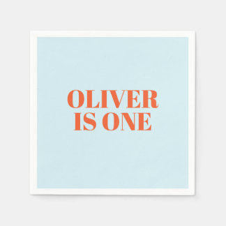 Boy First Birthday Blue and Red Modern Napkins