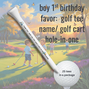 BOY FIRST BIRTHDAY FAVOR CART NAME BALLOONS GOLF TEES