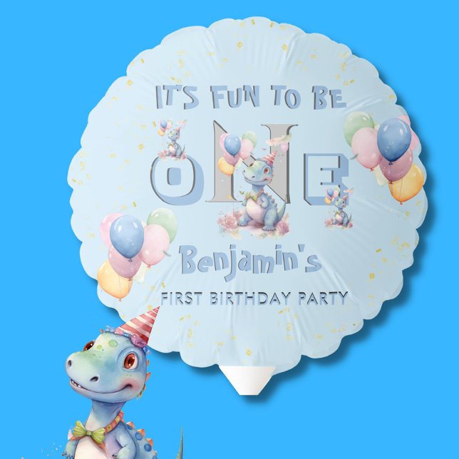 Boy First Birthday Fun One Dinosaur  Balloon (Creator Uploaded)