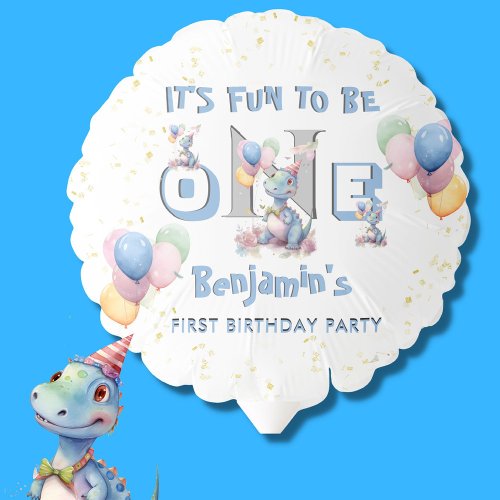 Boy First Birthday Fun One Dinosaur  Balloon