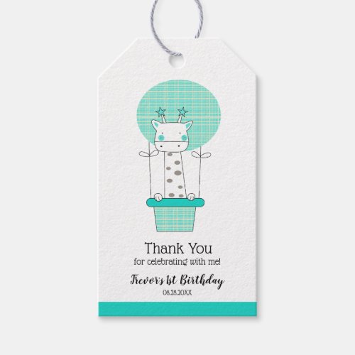 Boy First Birthday Giraffe Favor Gift Tags