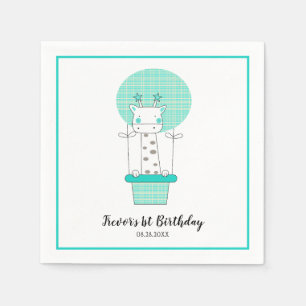 Boy First Birthday Giraffe Party Napkins