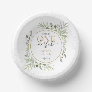 Boy First Birthday Little Mr ONEderful Paper Bowls