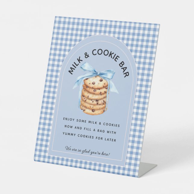 Boy First Birthday Milk & Cookie Pedestal Sign (Front)