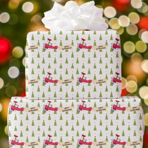 Boy First Christmas Santa and Airplane Cute Custom Wrapping Paper