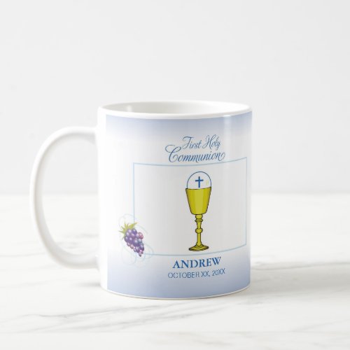Boy First Communion Chalice with Host and Grapes Coffee Mug
