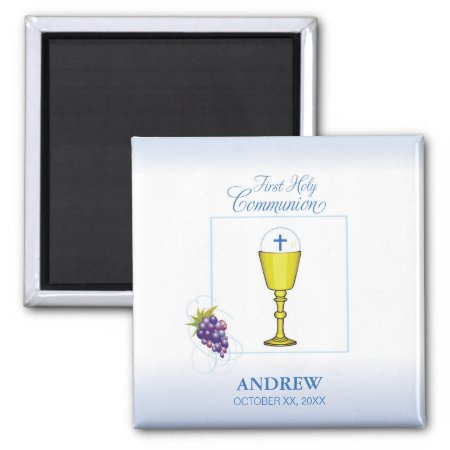 Boy First Communion, Chalice With Host And Grapes Magnet