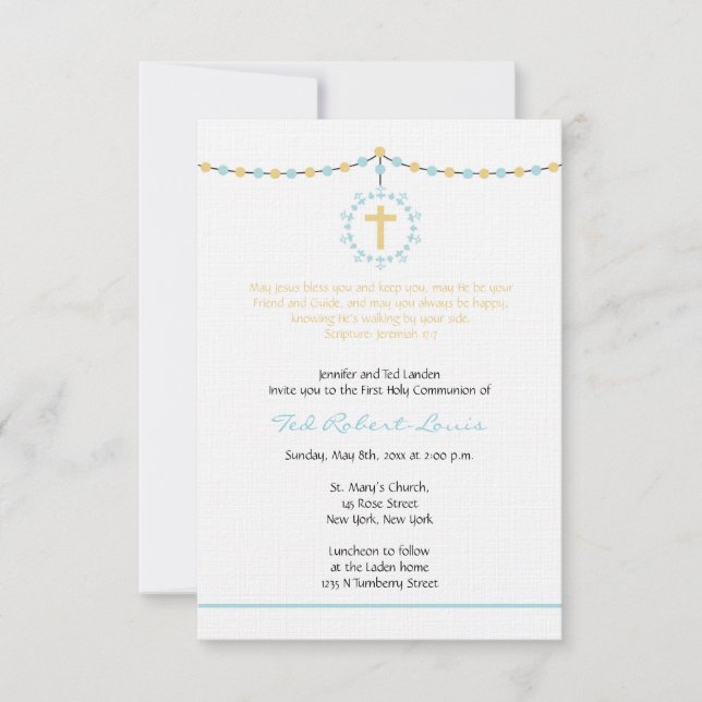 Boy First Communion Invitation (Front)