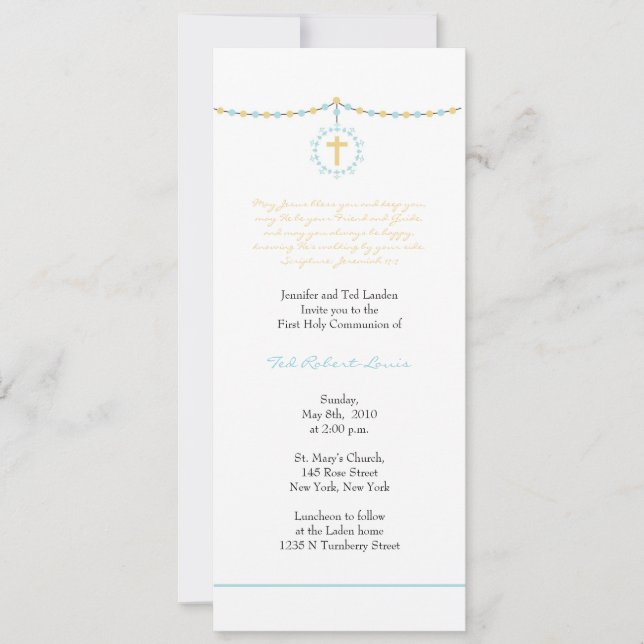 Boy First Communion Invitation (Front)