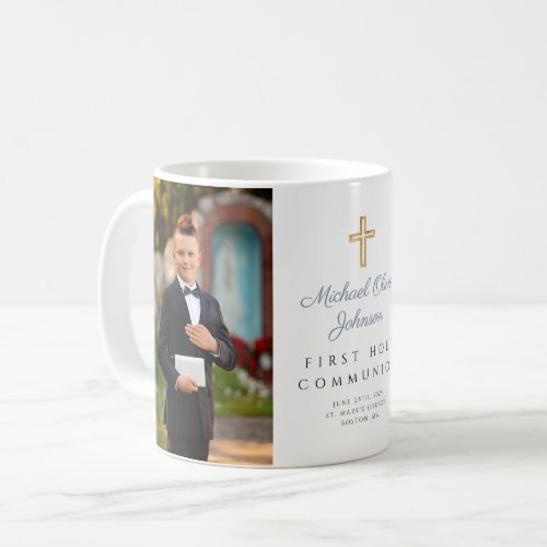 Boy First Communion Religious Cross Photo Gift Coffee Mug