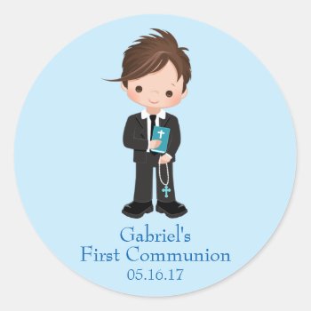 Boy First Communion Stickers Envelope Seals by AnnounceIt at Zazzle