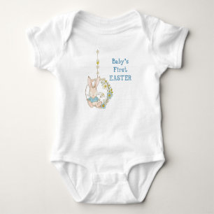Boy First Easter Bunny on Flower Swing Baby Bodysuit