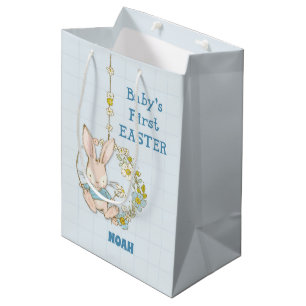 Boy First Easter Bunny on Flower Swing Medium Gift Bag