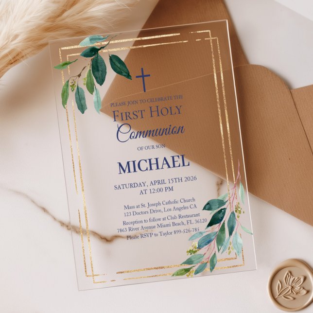 Boy First Holy Communion Acrylic Invitation (Creator Uploaded)