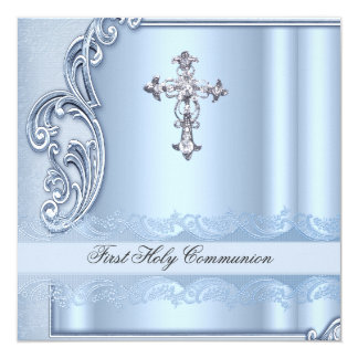 Boy First Holy Communion Blue Confirmation Card