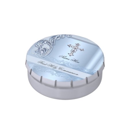 Boy First Holy Communion Blue Confirmation Favor Candy Tin
