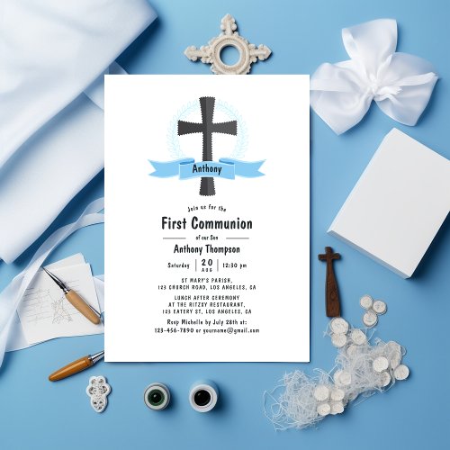 Boy First Holy Communion Invitation