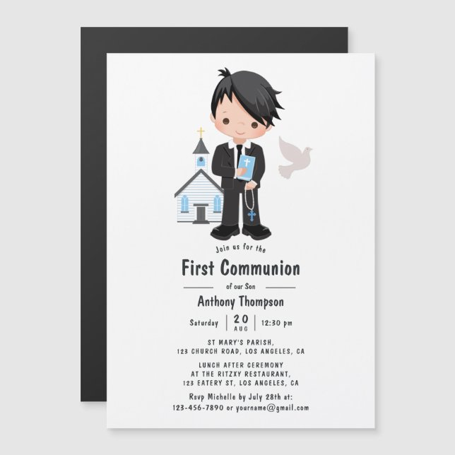 Boy First Holy Communion Magnetic Invitation (Front/Back)