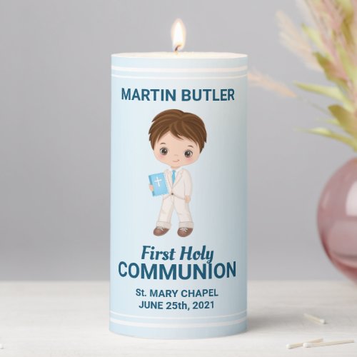 Boy First Holy Communion Pillar Candle