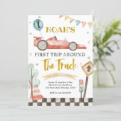 Boy First Racing Birthday Invitation (Standing Front)