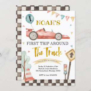 Boy First Racing Birthday Invitation