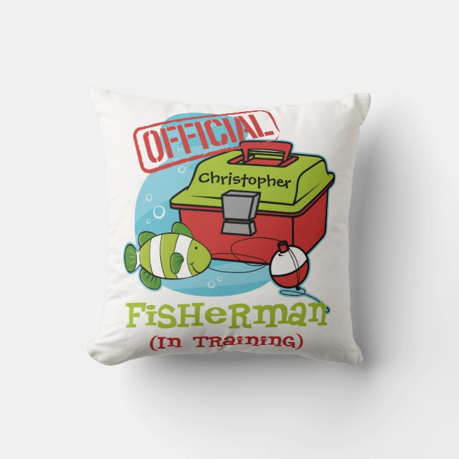 Boy Fisherman In Training Throw Pillow (Front)