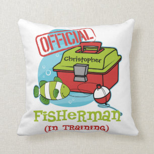 Boy Fisherman In Training Throw Pillow