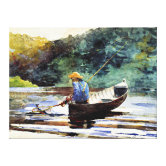Boy Fishing, artwork by Winslow Homer Canvas Print