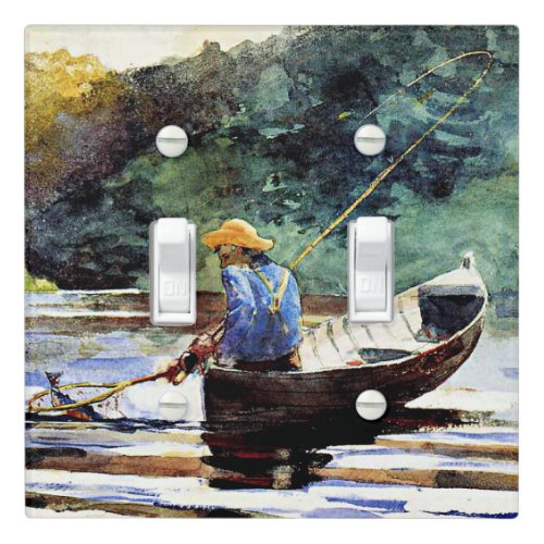 Boy Fishing artwork by Winslow Homer Light Switch Cover