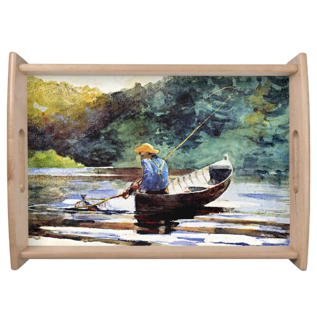 Boy Fishing, artwork by Winslow Homer Serving Tray (Front)