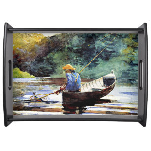 Boy Fishing, artwork by Winslow Homer Serving Tray