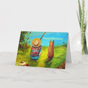 Boy Fishing Custom Birthday Card