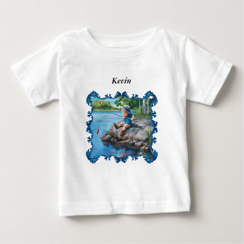 Boy fishing in the river baby T_Shirt